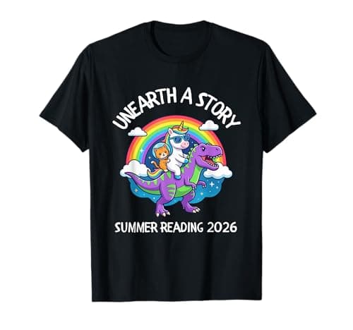 Unearth a Story 2026 Summer Reading Program Dinosaur Unicorn T-Shirt Review