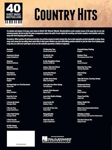 Country Hits: 40 Sheet Music Bestsellers Series