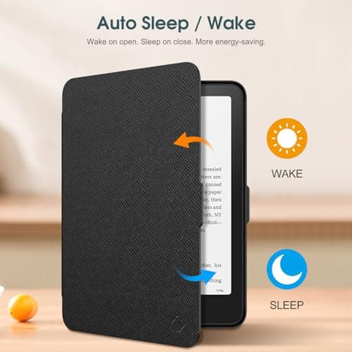 Fintie Case for 7" All-New Kindle Paperwhite (12th Generation, 2024) and Kindle Colorsoft - Slim Lightweight Shell PU Leather Protective Cover with Auto Sleep/Wake, Black