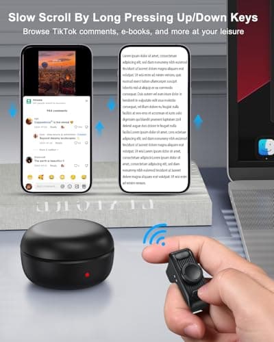 [New Upgrade, Easy to Use] TikTok Scrolling Ring Remote Control, Camera Shutter Remote, Wireless Bluetooth Scrolling Ring for iPhone, iPad, iOS, Android - Black
