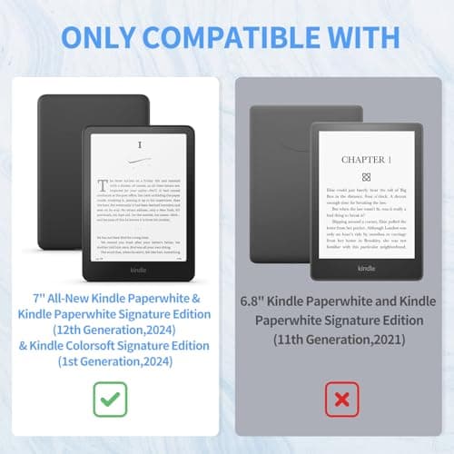 New Kindle Paperwhite 2024 Case 7" (12th Gen) & Kindle Colorsoft Signature Edition Case, Sanyetral Slim PU Leather Cover with Soft TPU Back and Auto Sleep/Wake, Not for Remarkable Kobo -Light Blue