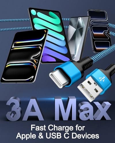 2Pack Carplay Cable for iPhone 17e/17/Air/17Pro/17Pro Max/16e/16/16 Pro/16 Plus/16Pro Max/15/15Pro/15Plus/15Pro Max USB A to USB C Fast Charging Cord 3FT Braided Car Play Charger Cable for Apple iPad