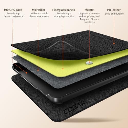 CoBak Case for Kindle Paperwhite 12th Gen 2024 (7") & Colorsoft Signature Edition - All New PU Leather Cover with Auto Sleep Wake Feature for Paperwhite Signature 2024 Released, Black