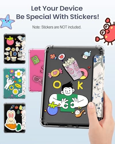 MoKo Case for All-new 7" Kindle Paperwhite 12th Gen 2024&Kindle Colorsoft Signature Edition 2024,Ultra Clear Soft Flexible Transparent TPU Back Cover Light Shell with Auto Wake/Sleep,White Blue Floral