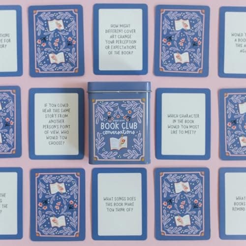 Pippi Post Book Club Reading Conversation Cards with Storage Tin – 50 Literary Discussion Prompts for Book Clubs, Reading Groups & Meaningful Conversations