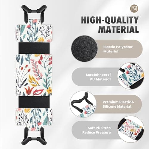 MoKo Soft Hand Strap for 6-8" Kindle eReaders Fire Tablet Kindle/Kobo/Voyaga/Lenovo/Sony Kindle E-Book Tablet, Black High-Elasticity Versatile Hand Strap Lightweight Finger Grip Holder, Flowers