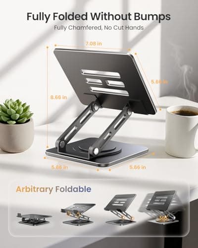 LOXP Adjustable Tablet Stand, 360 Rotating iPad Stand with Heavy-Duty Base, Tablet Holder Compatible with 4.0-16.9" Device, 2025 iPad Pro Air Mini, Kindle, Surface Tablet, Portable Monitors - Black