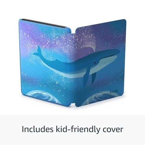 Amazon Kindle Kids 16GB (newest model) - If it breaks, we will replace it, includes ad-free books and cover, with glare-free display, faster page turns - Space Whale