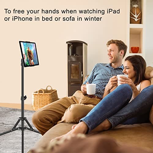 SAMHOUSING Ipad Tripod Stand, with 65 inch Height Adjustable iPad Stand Holder & iPad Floor Stand with 360° Rotating iPad Tripod Mount for iPad Pro, iPhone, Kindle, and All 4.5-12.9 Inch Tablets