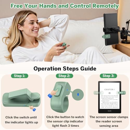 Page Turner Ring for Kindle,Remote Control for iPhone iPad Android Tablets E-Readers,Clicker Page Turner for Kindle Accessories for Camera Video Record&Shutter Selfie (Green)